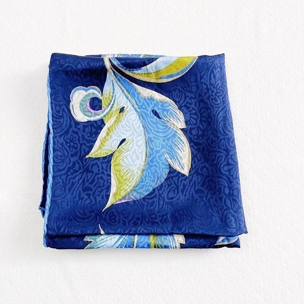 Lanvin Silk Patterned Scarf Raw Edge Detailing 100% Silk